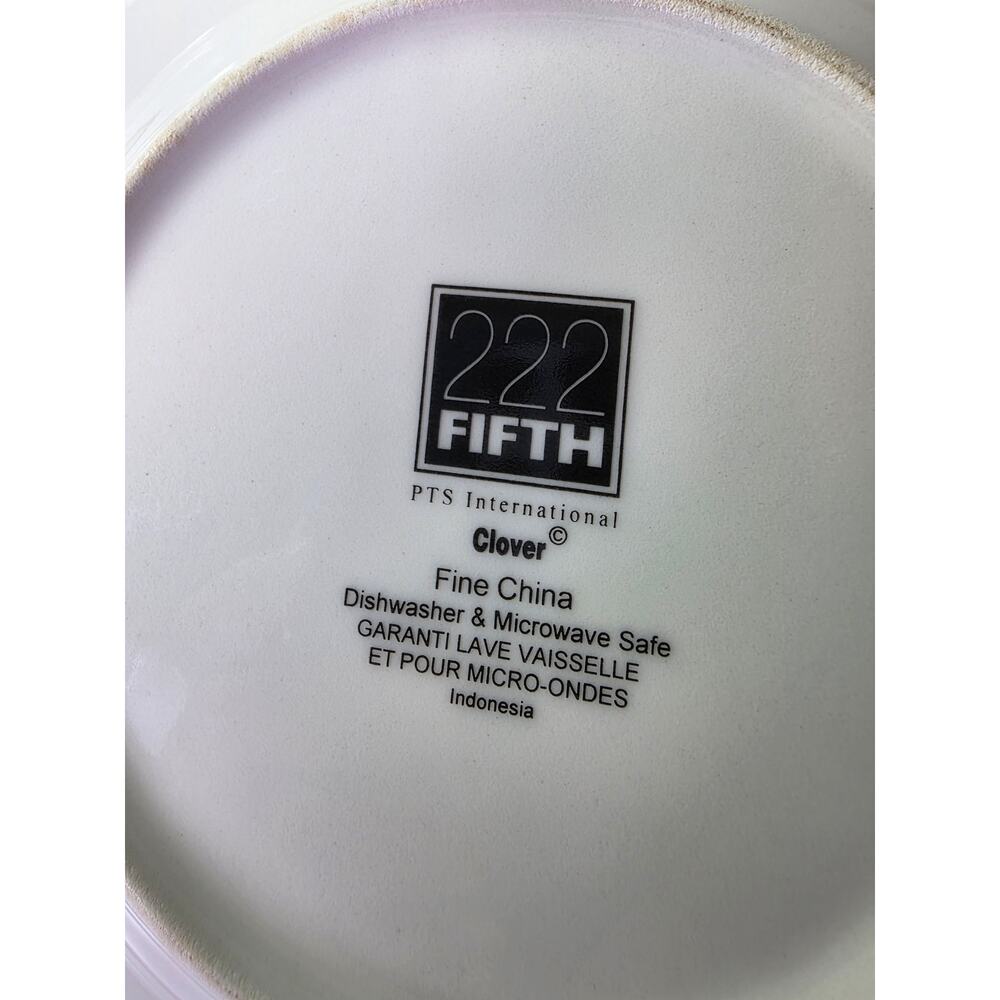 222 FIFTH Clover Collection Blue Rim Wildflower 8" Salad Plates Set of 4 - Picture 7 of 8